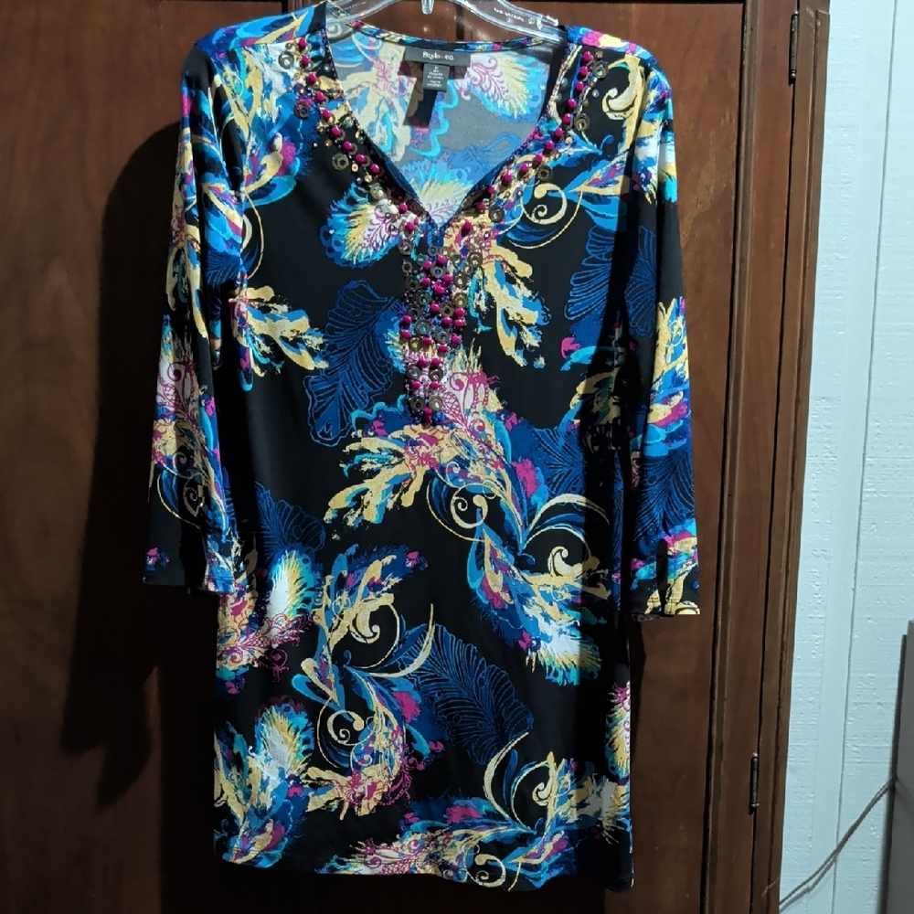 Style & Co. Vibrant Multicolor Long Sleeve Dress